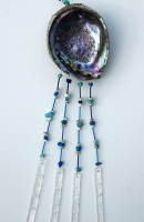 Abalone wind chime with turquoise rocks -SOLD