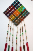 Iridescent fused glass wind chime #1