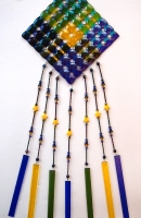 Iridescent fused glass wind chime #5