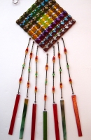 Iridescent fused glass wind chime #3