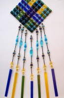 Iridescent fused glass wind chime #4