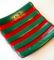 6 1/4" stripped X-mas slumped dish - SOLD