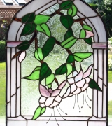 Hanging Fuchsia stained glass panel