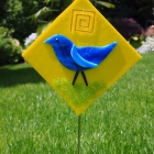 Bluebird fused glass garden art